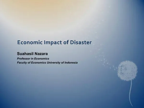 Economic Impact of Disaster