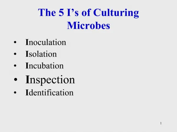 The 5 I s of Culturing Microbes