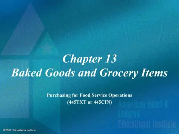 Chapter 13 Baked Goods and Grocery Items