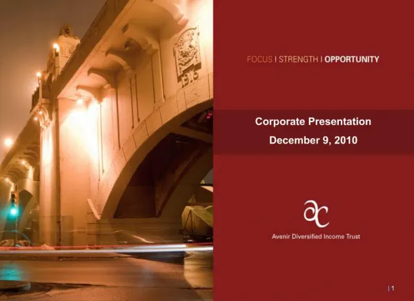 Corporate Presentation December 9, 2010