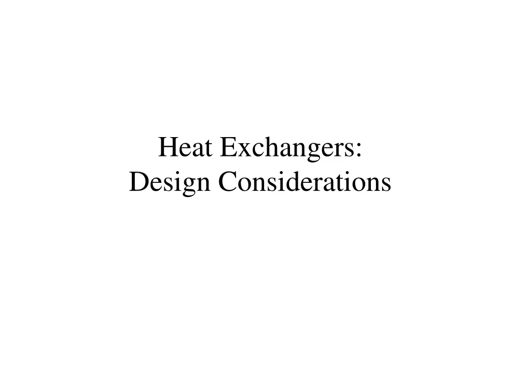 heat exchangers design considerations