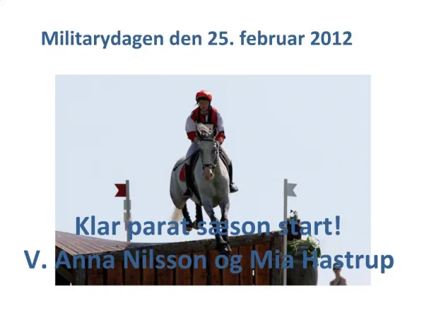Klar parat s son start V. Anna Nilsson og Mia Hastrup