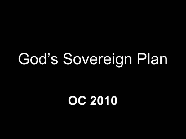 God s Sovereign Plan