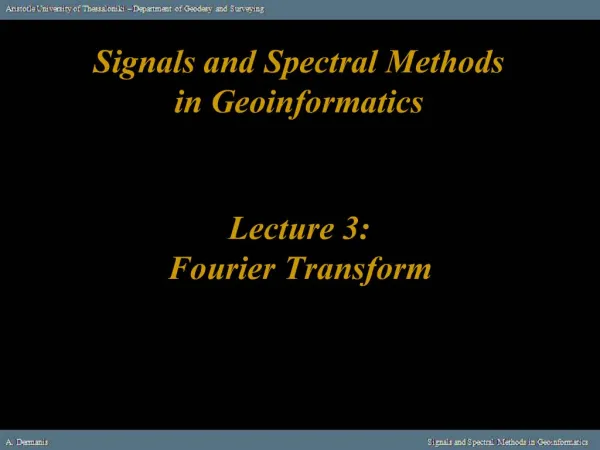 Lecture 3: Fourier Transform