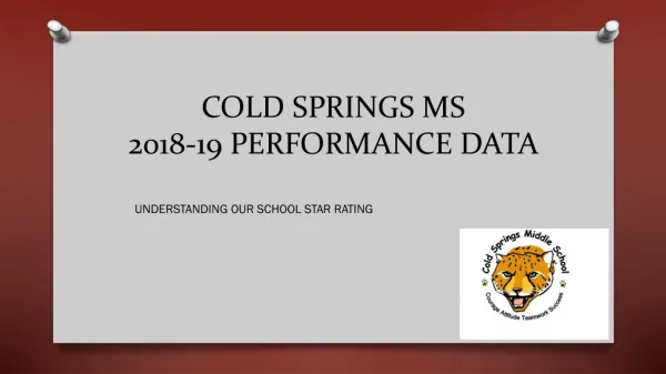 COLD SPRINGS MS 2018-19 PERFORMANCE DATA