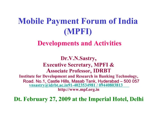Mobile Payment Forum of India MPFI