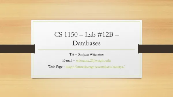CS 1150 – Lab #12B – Databases