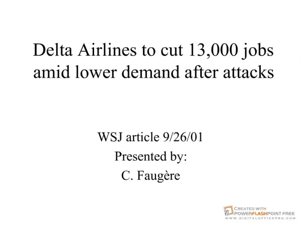 Delta Airlines to cut 13