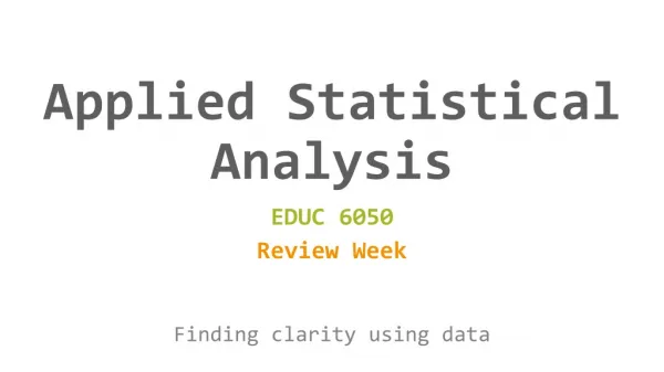 Applied Statistical Analysis