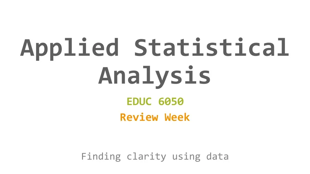 applied statistical analysis