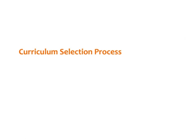 Curriculum Selection Process