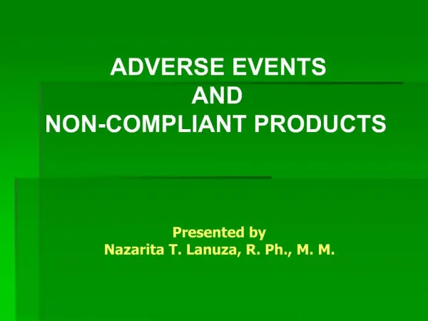 Presented by Nazarita T. Lanuza, R. Ph., M. M.