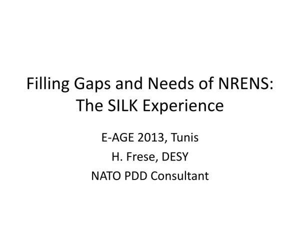 Filling Gaps and Needs of NRENS: The SILK Experience