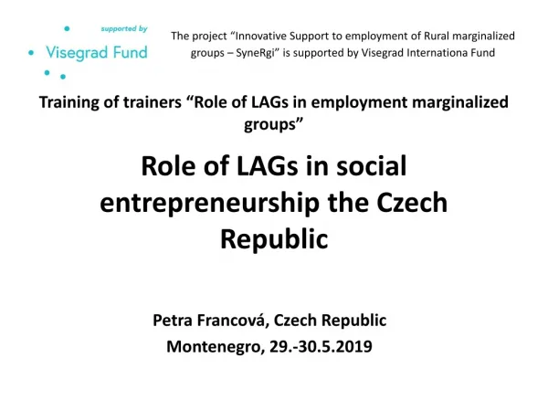 Role of LAGs in social entrepreneurship the Czech Republic