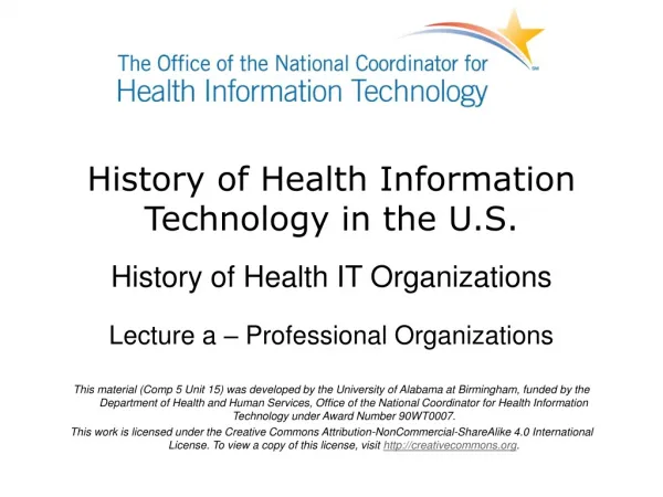 History of Health Information Technology in the U.S.