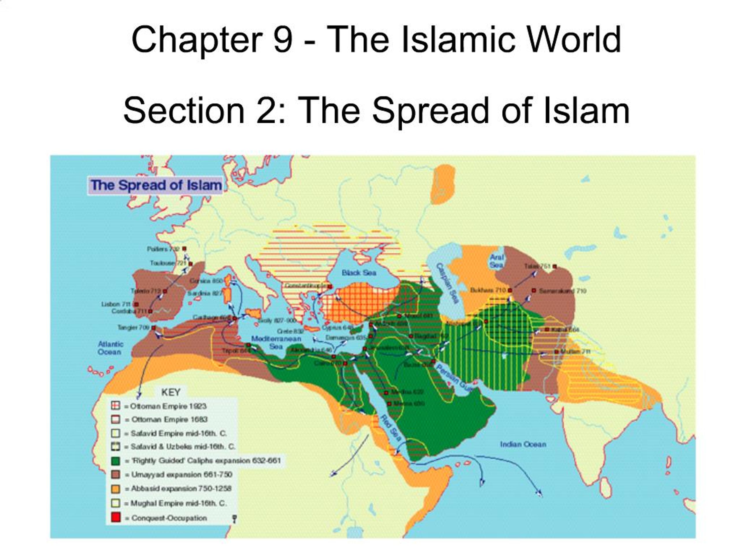 PPT - Chapter 9 - The Islamic World Section 2: The Spread of Islam ...