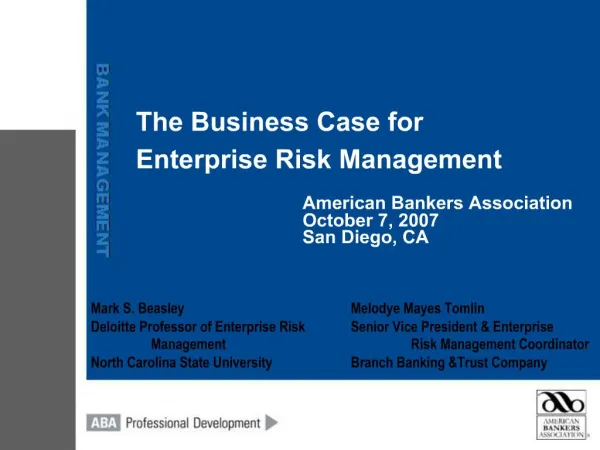 The Business Case for Enterprise Risk Management