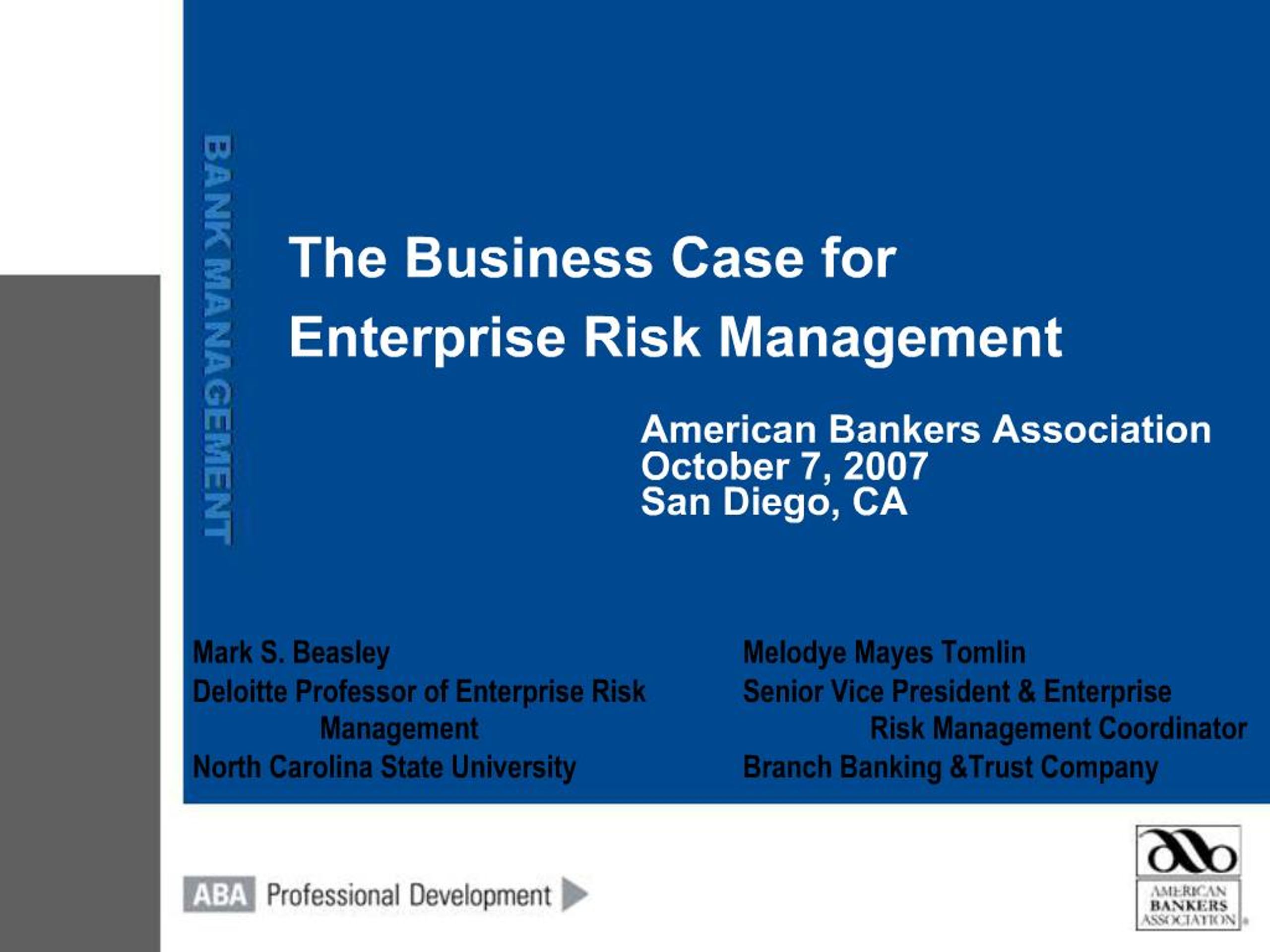 PPT - The Business Case for Enterprise Risk Management PowerPoint ...