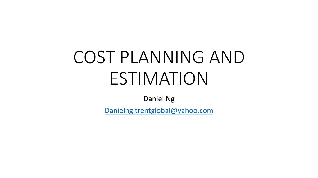 cost planning and estimation