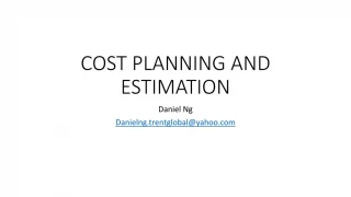 COST PLANNING AND ESTIMATION