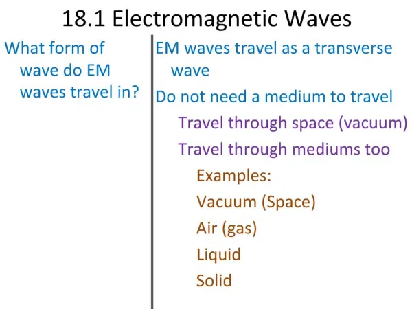 18.1 Electromagnetic Waves