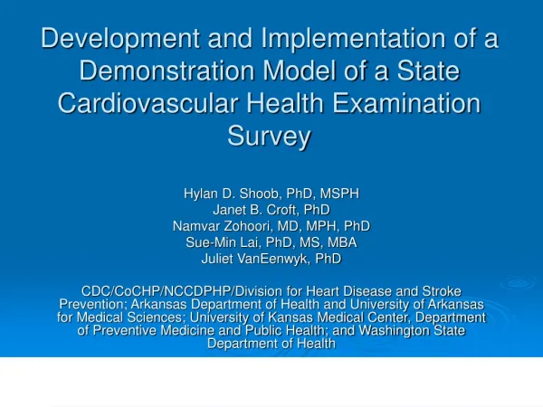 Hylan D. Shoob, PhD, MSPH Janet B. Croft, PhD Namvar Zohoori, MD, MPH, PhD
