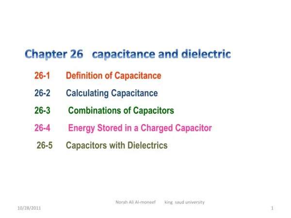 26-1 Definition of Capacitance 26-2 Calculating Capacitance