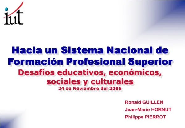 Hacia un Sistema Nacional de Formaci n Profesional Superior Desaf os educativos, econ micos, sociales y culturales 24 de