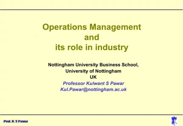 Operations Management and its role in industry