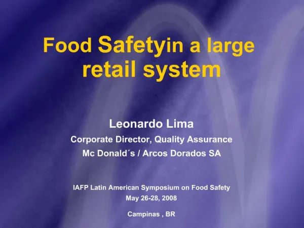 Food Safety in a large retail system