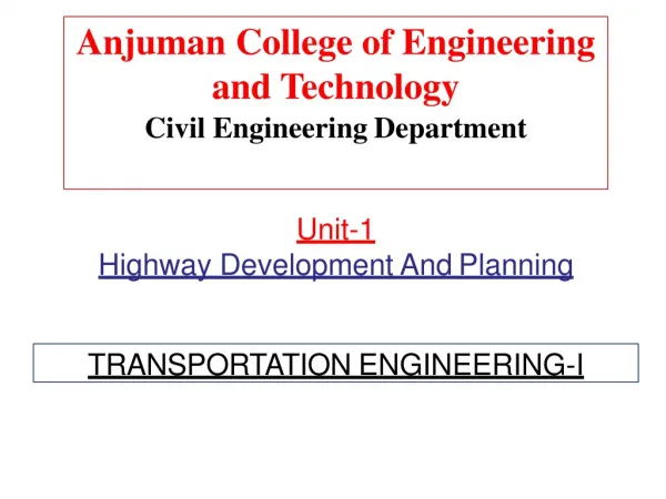 Anjuman College of Engineering and Technology Civil Engineering Department