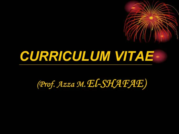 CURRICULUM VITAE Prof. Azza M. El-SHAFAE