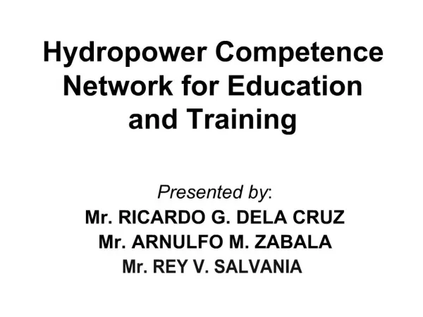 Hydropower Competence Network for Education and Training