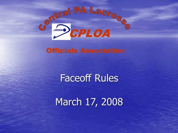 Faceoff Rules March 17, 2008