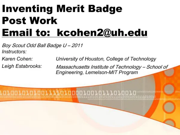 Inventing Merit Badge Post Work Email to: kcohen2uh