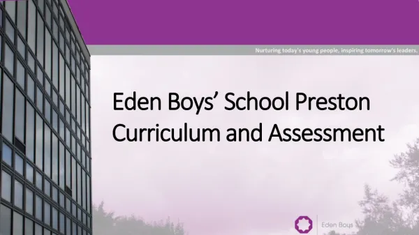 Eden Boys’ School Preston Curriculum and Assessment