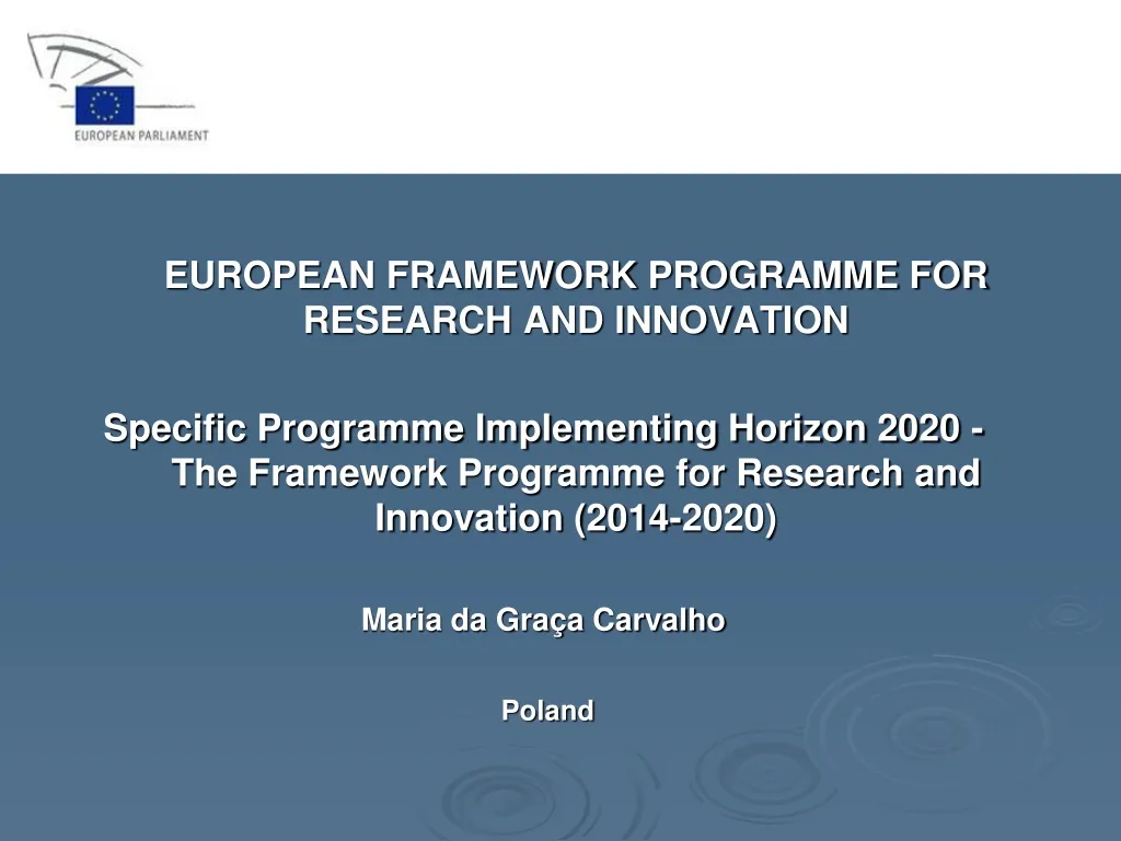 european framework programme for research
