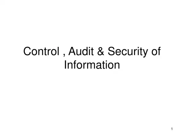 Control , Audit &amp; Security of Information