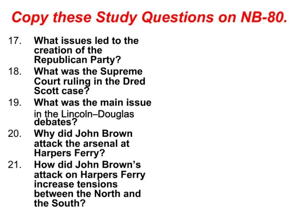 Copy these Study Questions on NB-80.