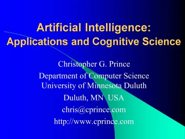 Artificial Intelligence: Applications and Cognitive Science