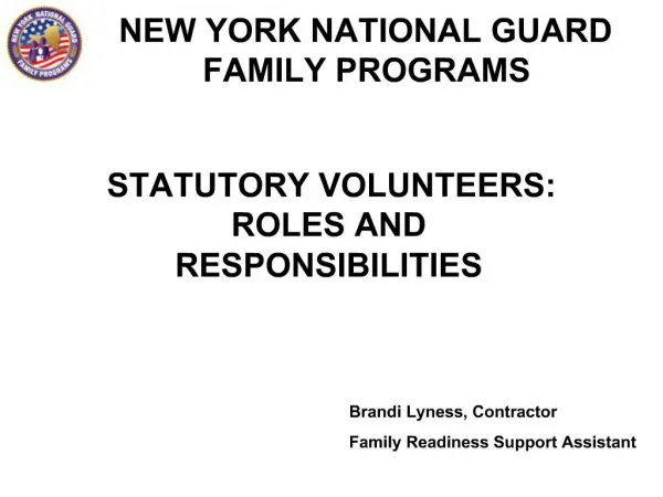 STATUTORY VOLUNTEERS: ROLES AND RESPONSIBILITIES