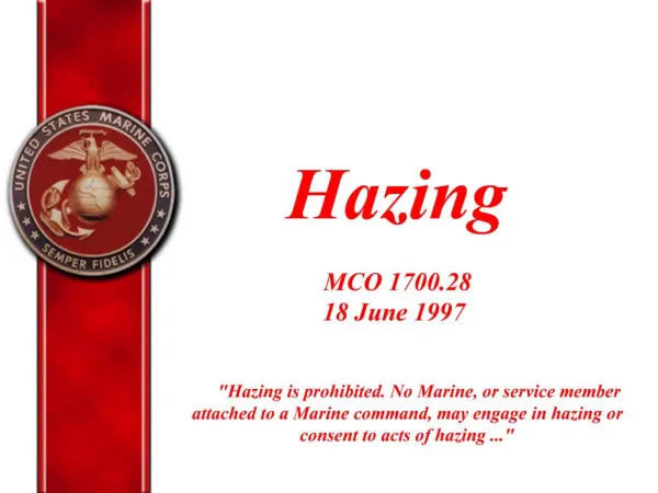 Hazing MCO 1700.28 18 June 1997