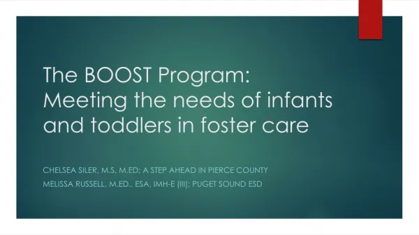 The BOOST Program: Meeting the needs of infants and toddlers in foster care