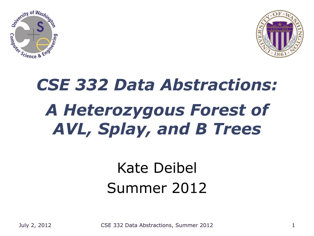cse 332 data abstractions a heterozygous forest of avl splay and b trees