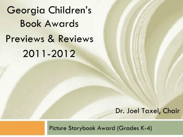 Picture Storybook Award Grades K-4