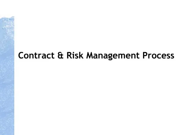 Contract Risk Management Process