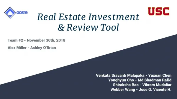 Real Estate Investment &amp; Review Tool