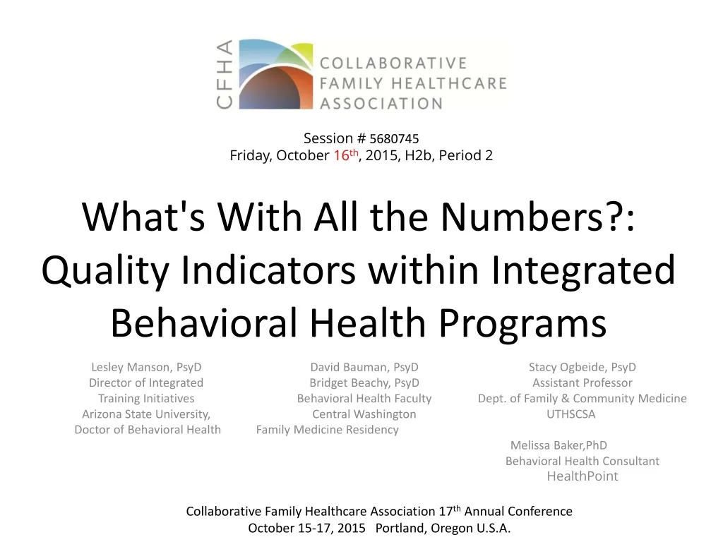 what s with all the numbers quality indicators within integrated behavioral health programs