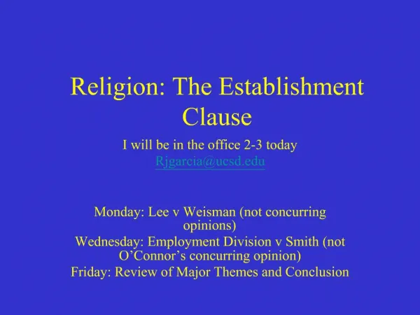 Religion: The Establishment Clause