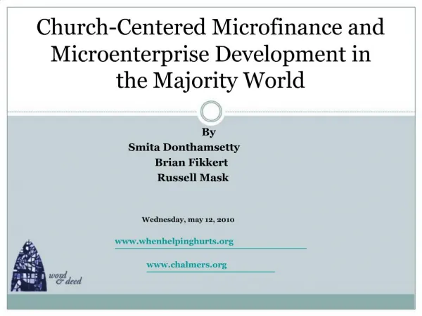 Church-Centered Microfinance and Microenterprise Development in the Majority World